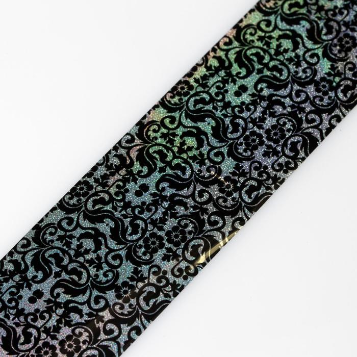 Переводная фольга для декора «Орнамент», 4 × 50 см, в пластиковом футляре, цвет серебристый/чёрный 14430