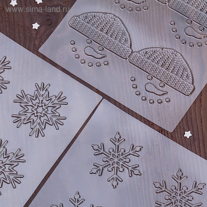 Набор молдов для украшения выпечки "Снеговик и снежинки" 3шт 19х19х0,1 см - Фото 1
