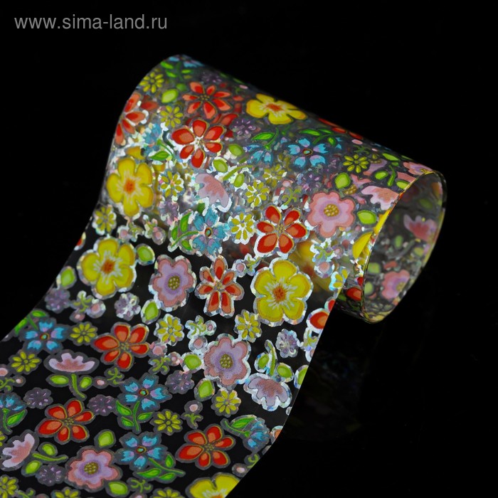 Переводная фольга для дизайна ногтей «Цветы», 4 × 50 см, разноцветная - Фото 1