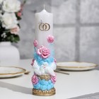 Свеча-цилиндр фигурная свадебная "Голуби в розах", разноцветная, 26,5х8 см, домашний очаг - фото 8483013