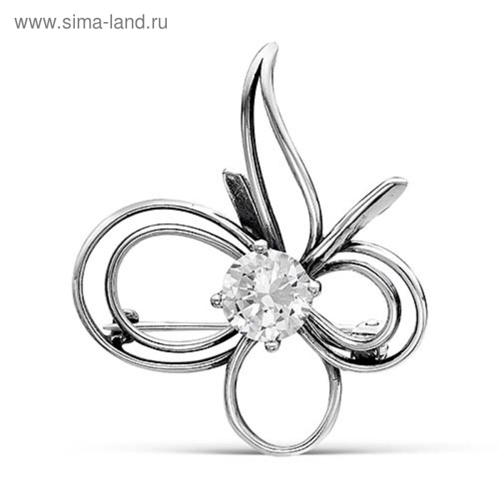 Брошь «Бант», посеребрение с оксидированием - Фото 1