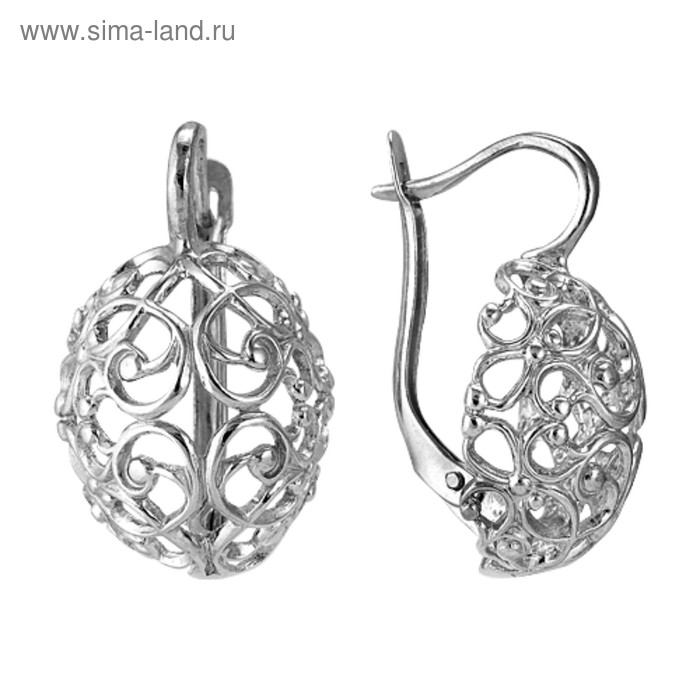 Серьги «Винтаж» кружевной шар, посеребрение с оксидированием - Фото 1