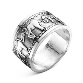 Кольцо 'Слон', посеребрение с оксидированием, 16 размер
