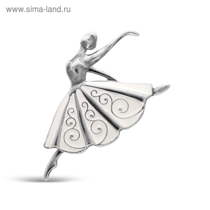 Брошь «Балерина», посеребрение с оксидированием - Фото 1