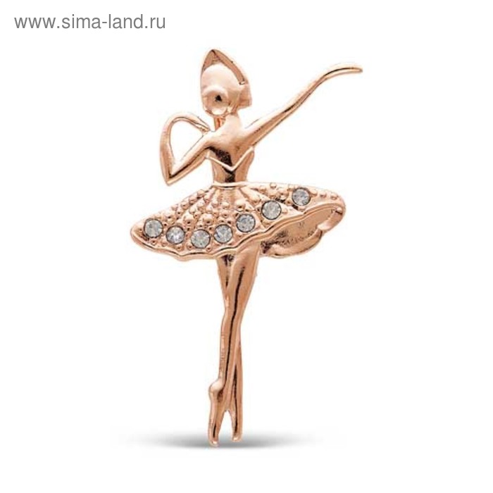 Брошь «Балеринка», розовое золочение - Фото 1