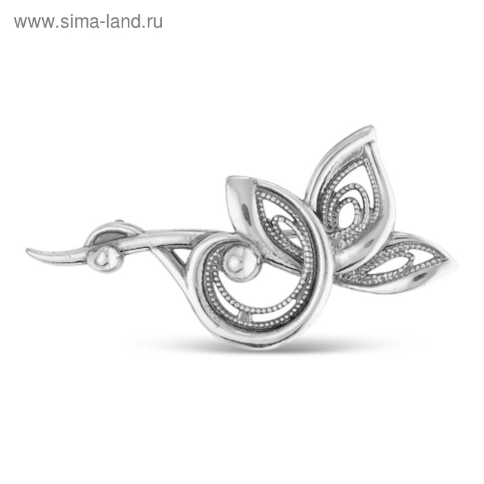 Брошь «Цветок», посеребрение с оксидированием - Фото 1