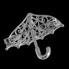 Брошь «Зонтик», посеребрение с оксидированием - Фото 2