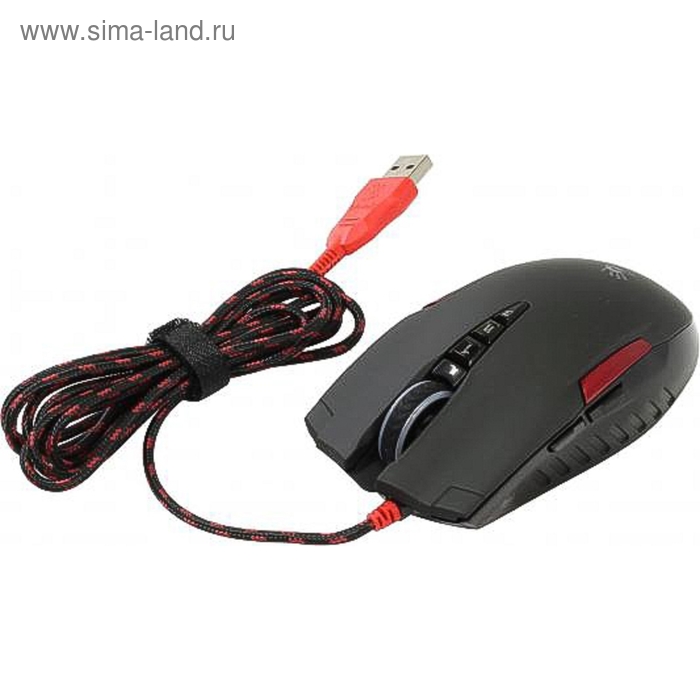 Мышь A4 Bloody V2M, игровая, проводная, оптическая, 3200 dpi, USB, черно-красная - Фото 1