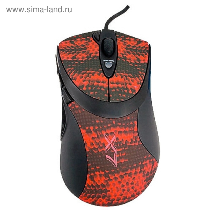 Мышь A4 V-Track F7, игровая, проводная, лазерная, 3000 dpi, USB, черно-красная, - Фото 1