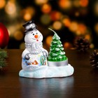 Свеча с подсвечником "Снеговик с ёлкой" большая - Фото 1