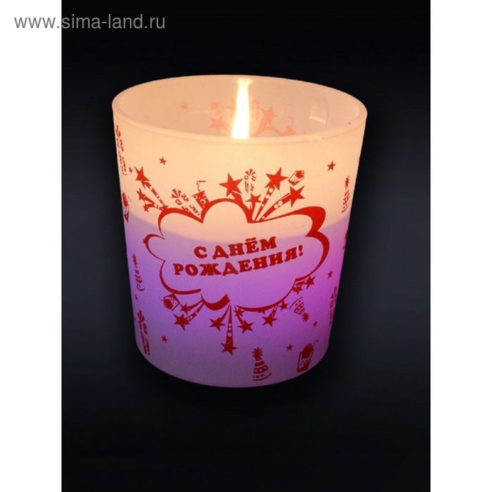 Свеча в стекле "С Днем Рождения" Хамелеон арома роза - Фото 1