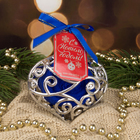 Полотенце сувенирное Collorista в новогодней игрушке, синее 25х25 см, микрофибра - Фото 2