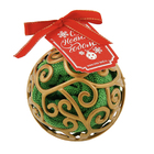 Полотенце сувенирное Collorista в новогоднем золотом шаре, размер 28х28 см, цвет зелёный, микрофибра - Фото 1