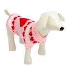 Свитер, размер 12 (по спинке 35 см, обхват груди 32 см), розовый с сердечками - Фото 1