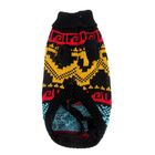 Свитер, размер 10 (по спинке 30 см, обхват груди 30 см), орнамент на черном - Фото 5