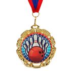 Медаль тематическая 044 "Боулинг", диам 6,5 см Цвет зол - Фото 2