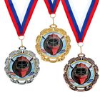 Медаль тематическая 050 "Хоккей", диам 6,5 см Цвет бронз - Фото 1