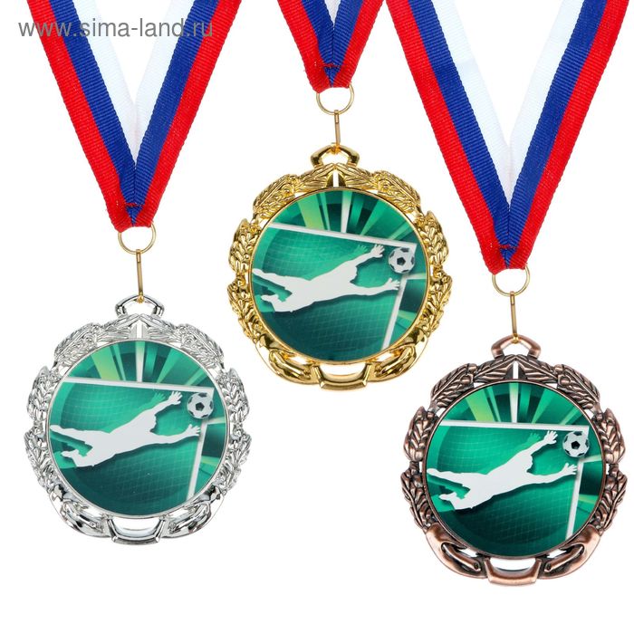 Медаль тематическая 051 "Футбол вратарь", диам 6,5 см Цвет сер - Фото 1