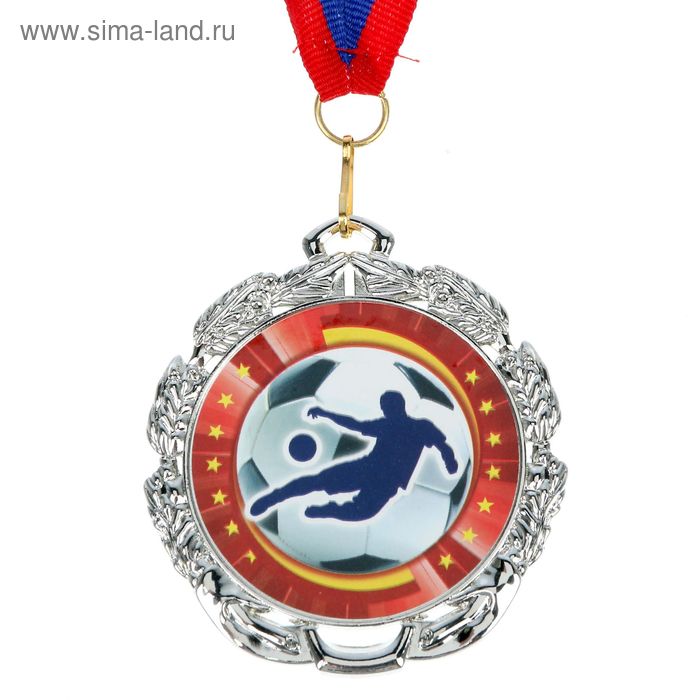 Медаль тематическая «Футбол», серебро, d=6,5 см - Фото 1