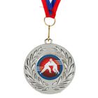 Медаль тематическая «Дзюдо», серебро, d=5 см - Фото 1