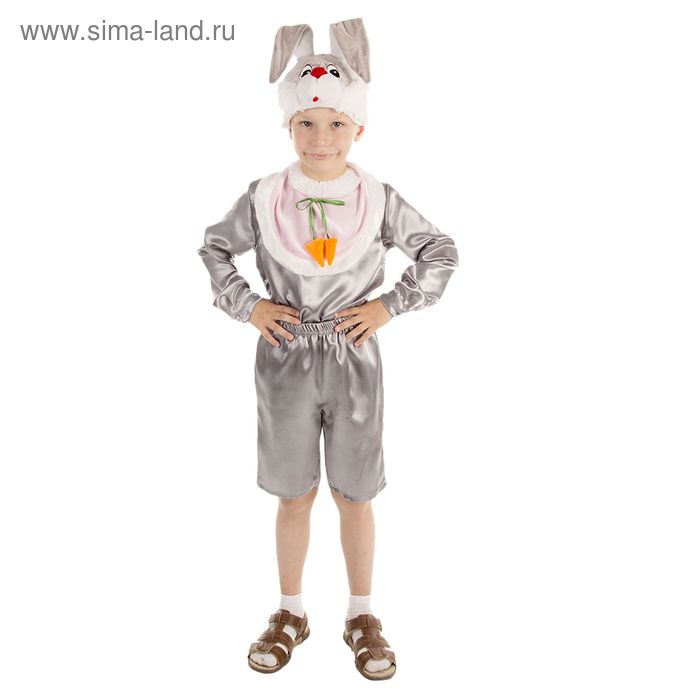 Карнавальный костюм "Заяц", рубашка, шорты, манишка, шапка, р-р 60, рост 110-116 см - Фото 1
