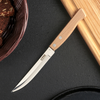 Нож кухонный «Ретро», овощной, лезвие 11,5 см, с деревянной ручкой, цвет бежевый