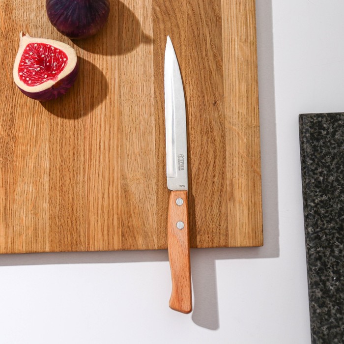 Нож кухонный для овощей «Ретро», лезвие 12,5 см, с деревянной ручкой, цвет бежевый - Фото 1
