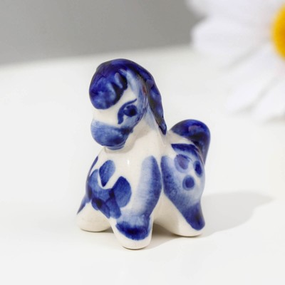 Сувенир гжель «Лошадка», бело-синий,керамика, малый,