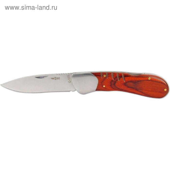 Нож складной "Ножемир" C-155, рукоять-стабилизированное красное дерево, сталь 65х13 - Фото 1
