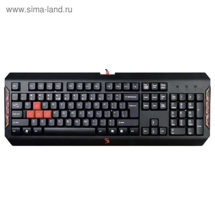 Клавиатура A4Tech Bloody Q100, игровая, проводная, мембранная, 104 клавиши, USB, чёрная - Фото 1