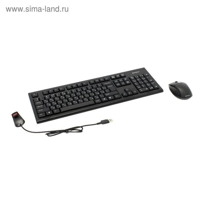 Комплект клавиатура и мышь A4 7100N, беспроводной, мембранный, 2000 dpi, USB, черный - Фото 1