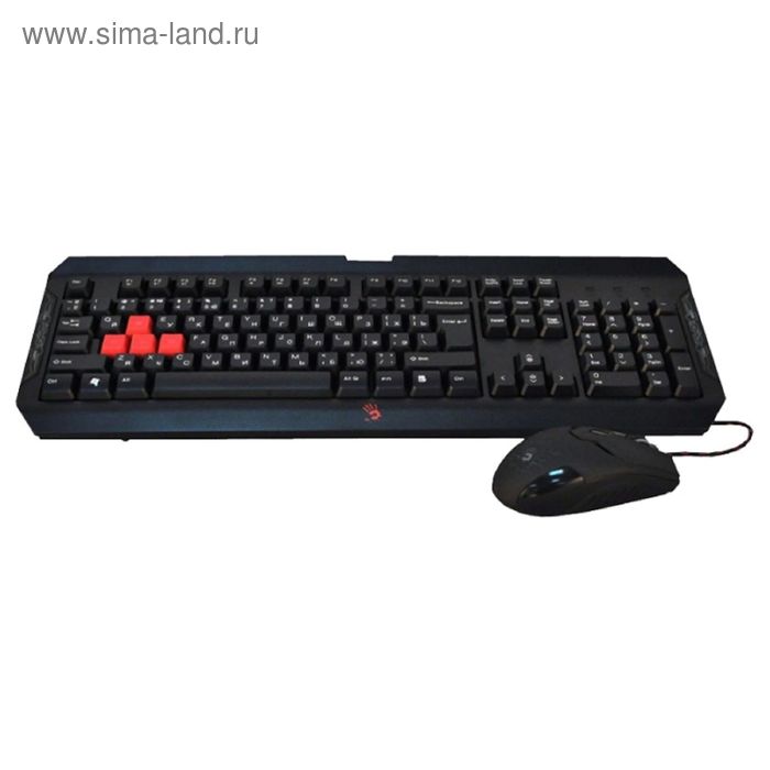 Игровой набор A4 Bloody Q1100 (Q100+S2), клавиатура+мышь, проводной, мембранный,USB, черный - Фото 1