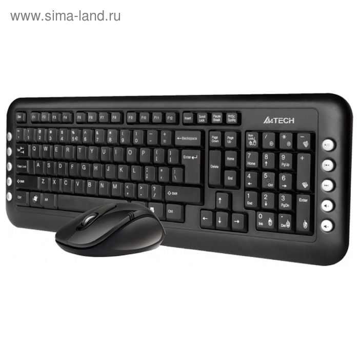 Комплект клавиатура и мышь A4 V-Track 7200N, беспроводной, мембранный, 2000 dpi, USB,черный - Фото 1