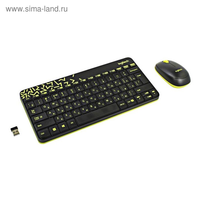 Комплект клавиатура и мышь Logitech MK240, беспроводной, мембранный, 1000 dpi, USB, черный - Фото 1