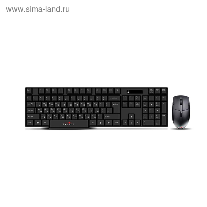 Комплект клавиатура и мышь Oklick 200M, беспроводной, мембранный, 800 dpi, USB, черный - Фото 1