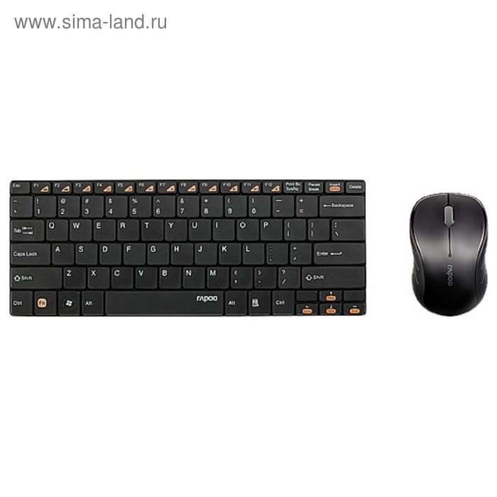 Комплект клавиатура и мышь Rapoo 9020, беспроводной, мембранный, 1000 dpi, USB, черный - Фото 1