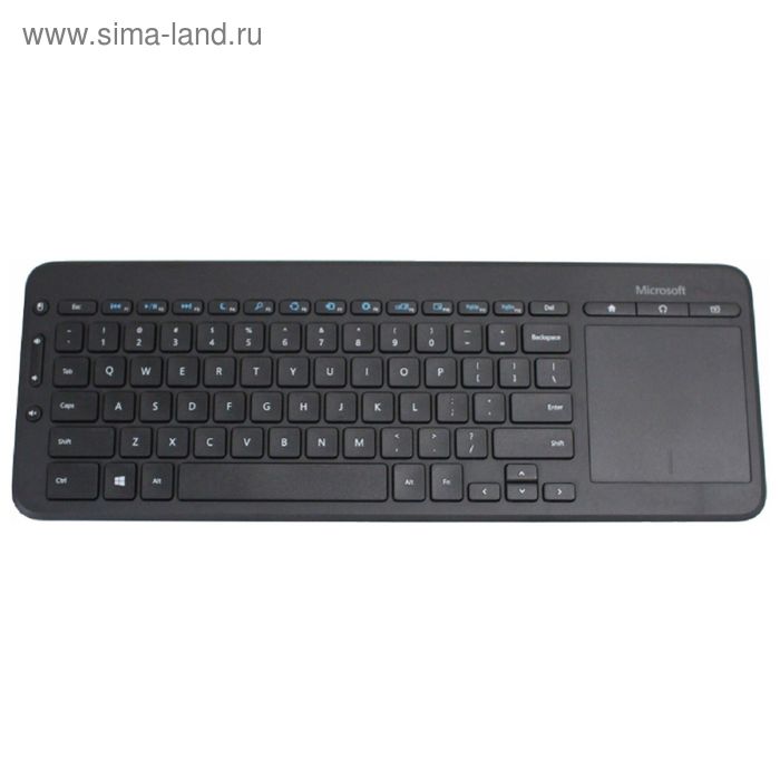 Клавиатура Microsoft All-in-One Media, беспроводная, тачпад, 86 клавиш, USB, чёрная - Фото 1