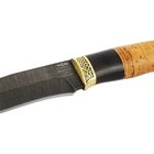 Нож нескладной "Мангуст" (3385)д, рукоять-венге/береста, дамасская сталь - Фото 3