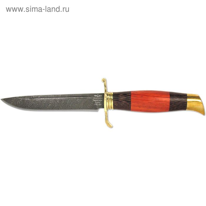 Нож нескладной "НКВД" (6995)д, рукоять-красное дерево/граб, дамасская сталь - Фото 1