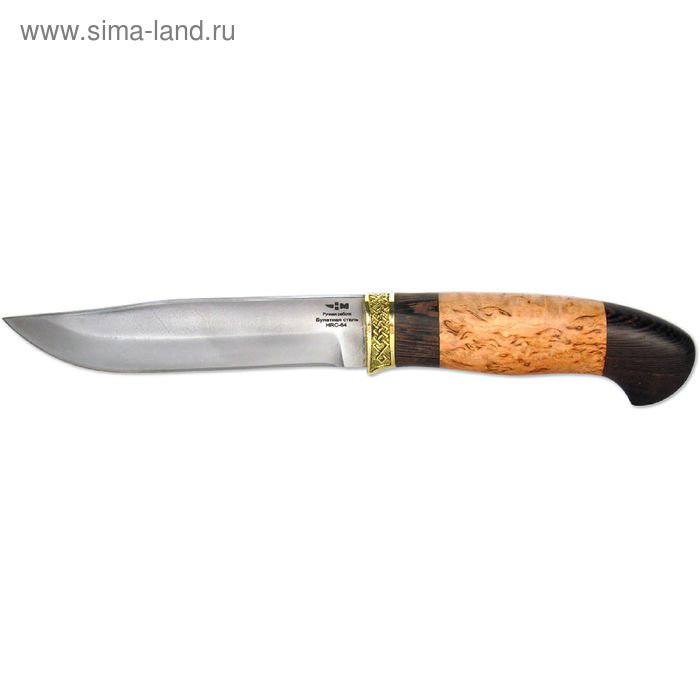 Нож нескладной "Бизон" (9256)б, рукоять-карельская береза/венге, булатная сталь - Фото 1
