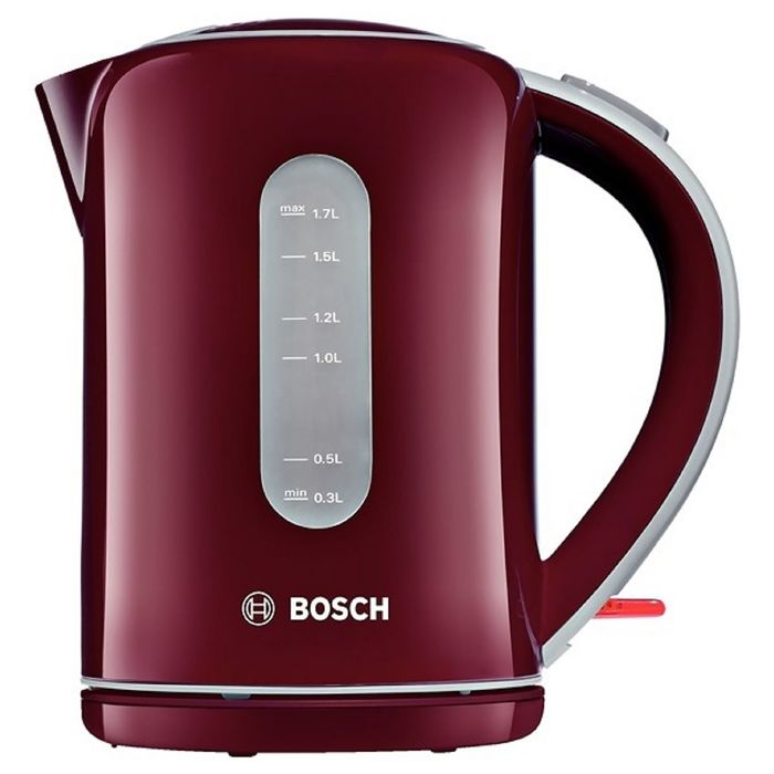 Чайник электрический Bosch TWK7604, пластик, 1.7 л, 2200 Вт, бордовый