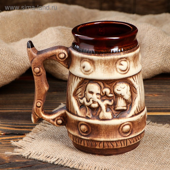 Бокал для пива "Казак", коричневый, керамика, 0.7 л, микс - Фото 1