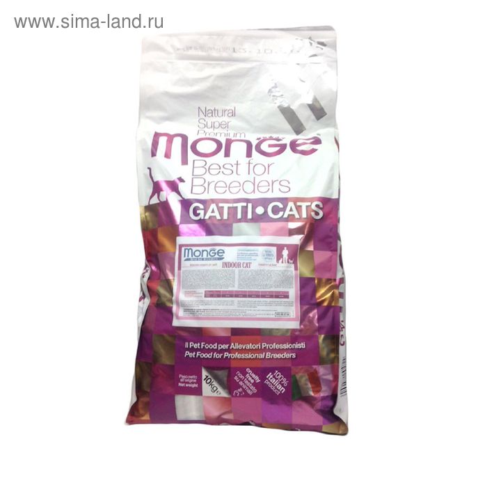 Сухой корм Monge Cat Indoor для домашних кошек, 10 кг - Фото 1