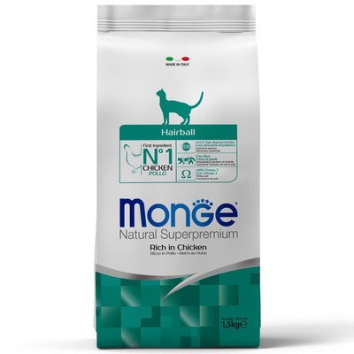 Сухой корм для коше Monge Cat Hairball, для выведения шерсти, 1.5 кг
