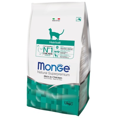 Сухой корм для коше Monge Cat Hairball, для выведения шерсти, 1.5 кг