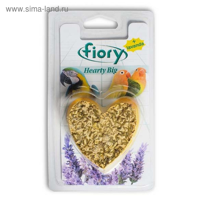 Био-камень для птиц FIORY Hearty Big, с лавандой в форме сердца, 100 г - Фото 1