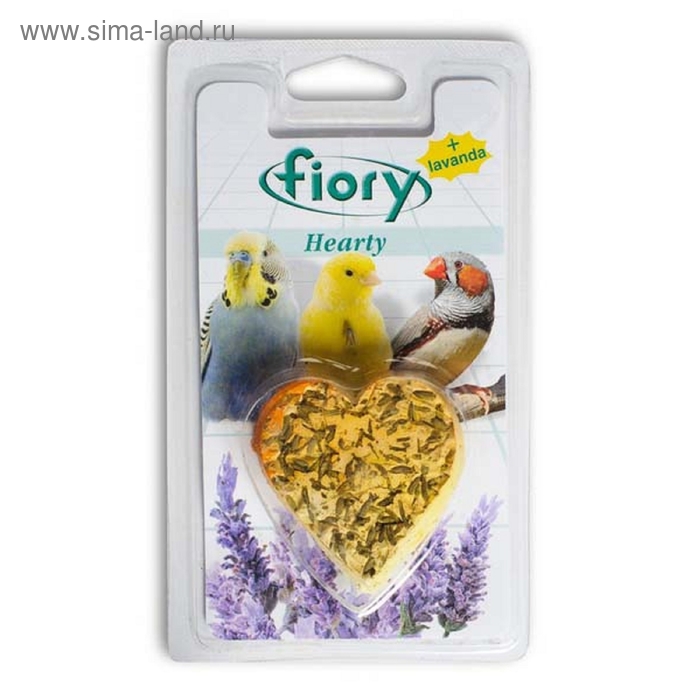 Био-камень для птиц FIORY Hearty, с лавандой, в форме сердца, 45 г - Фото 1