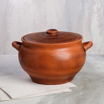 Жаровня "Гладкая", красная глина, 4 л