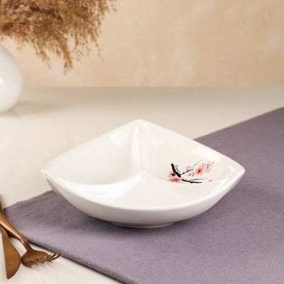 Менажница «Орешник», с деколью, 22 см, белая, МИКС