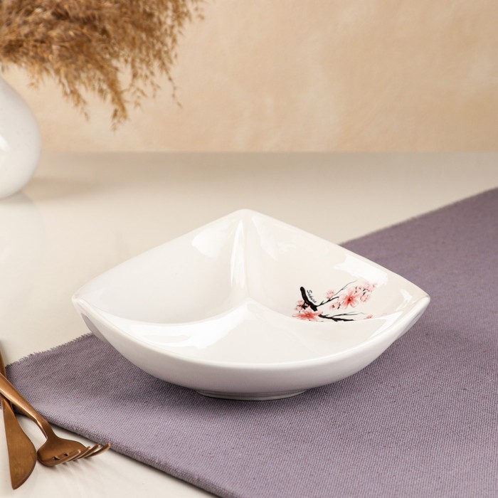 Менажница «Орешник», с деколью, 22 см, белая, МИКС - Фото 1